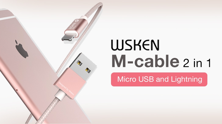 พกสายเดียวจบ WSKEN M-cable 2 in 1 ชาร์จได้ทั้ง iPhone iPad และ Android ภายในหัวเดียว