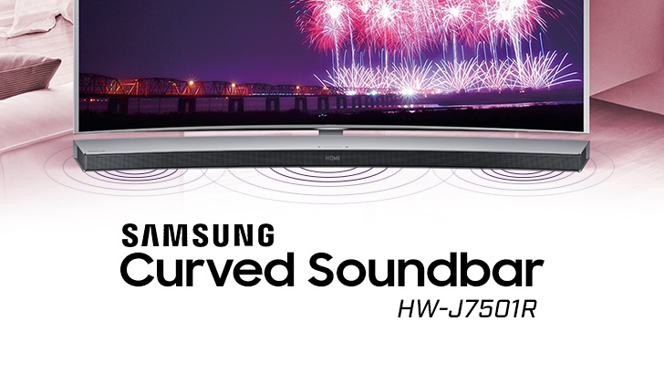 Samsung Curved Soundbar HW-J7501R ซาวด์บาร์ไร้สาย พลังเสียง HD Audio คู่สมาร์ททีวีจอยักษ์