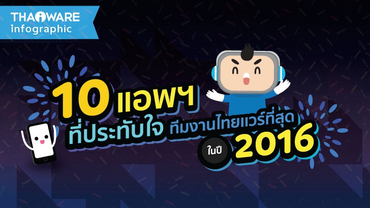 10 แอปฯ ที่ประทับใจทีมงาน THAIWARE ที่สุดในปี 2016 [Thaiware Infographic ฉบับที่ 41]