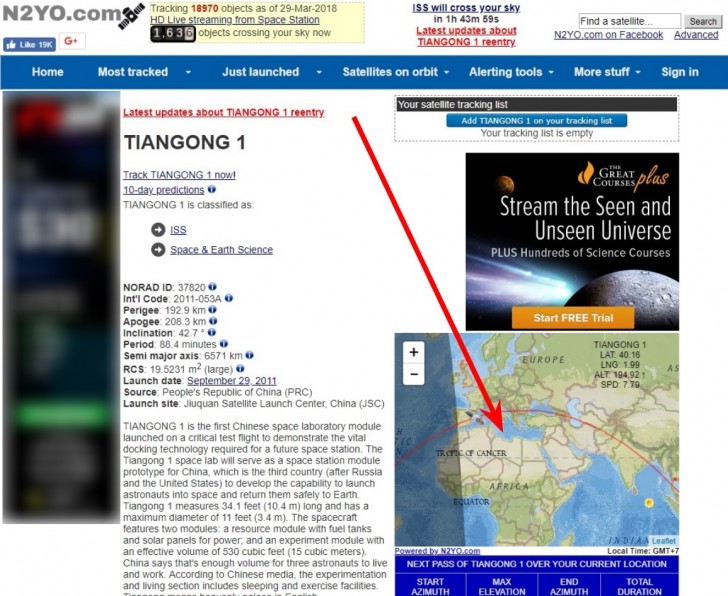 ติดตามตำแหน่งของ สถานีอวกาศจีน ที่จะโหม่งโลกแบบเรียลไทม์ ลุ้นกันจนหายใจหายคอไม่ทัน