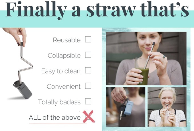 FinalStraw หลอดดูดน้ำรักษ์โลก ทำด้วยสแตนเลส พกพาได้ในรูปแบบพวงกุญแจ