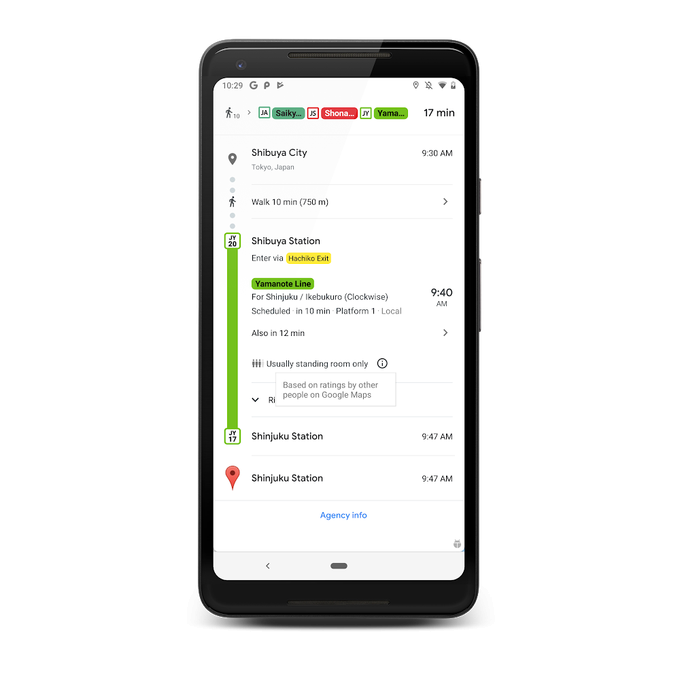 Google Maps คาดเดา ความหนาแน่นของผู้ใช้งานเส้นทางรถเมล และ รถไฟ ได้