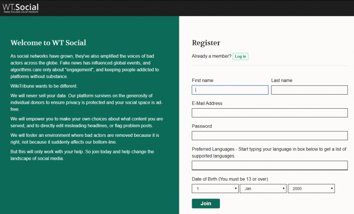 WT:Social โซเชียลเน็ตเวิร์กตัวใหม่ที่ไม่ขายโฆษณาจากผู้ก่อตั้ง Wikipedia