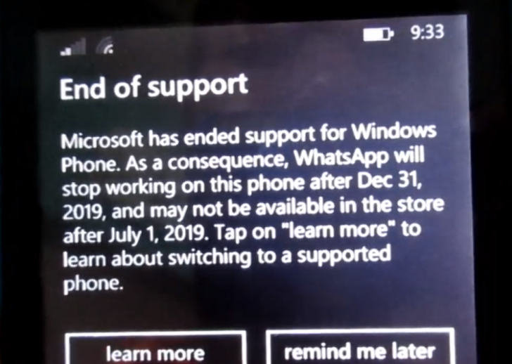 WhatsApp ประกาศยุติการให้บริการบน Windows Phone รวมทั้ง Android และ iOS รุ่นเก่า