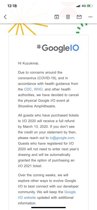 Google ประกาศยกเลิกการจัดงาน I/O Developer Conference Google ประกาศยกเลิกการจัดงาน I/O Developer Conference