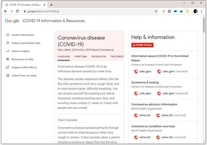 Google เปิดหน้าเว็บใหม่สำหรับให้ข้อมูล และติดตามสถานการณ์ COVID-19