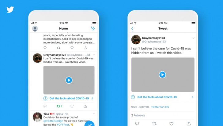 Twitter เพิ่มข้อความกำกับและคำเตือนเกี่ยวกับข้อมูลเท็จของ COVID-19