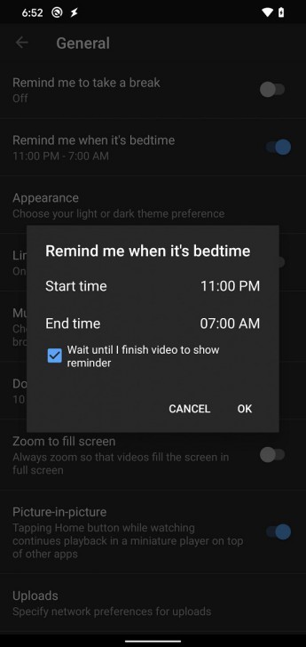 YouTube เพิ่มฟีเจอร์ Bedtime Reminder แจ้งเตือนว่าถึงเวลาที่ควรเข้านอนได้แล้ว