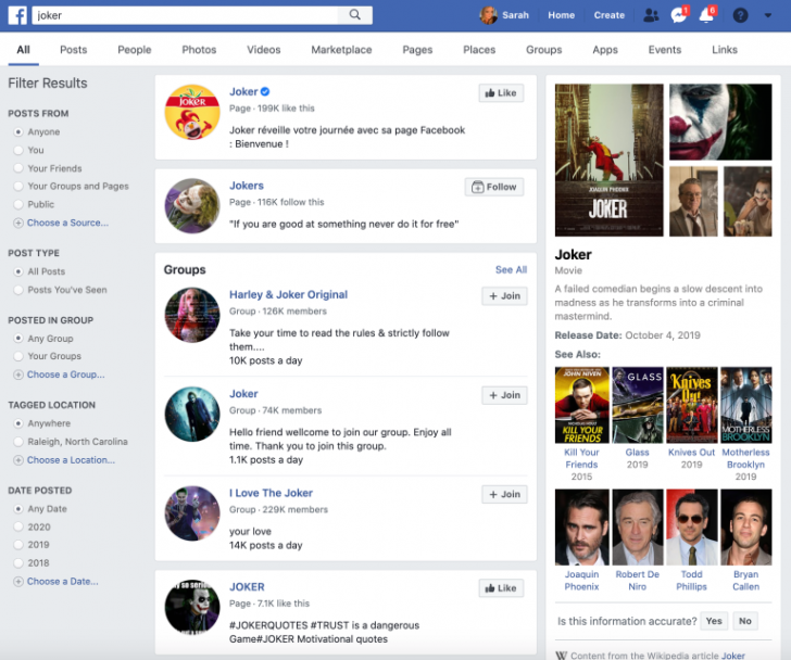 Facebook ทดสอบการแสดงข้อมูลจาก Wikipedia เมื่อผู้ใช้งาน Search ชื่อเฉพาะหรือเหตุการณ์