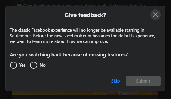 Facebook (จะ) เลิกซัพพอร์ทการใช้งาน Classic Facebook ในเดือนกันยายนนี้ Facebook (จะ) เลิกซัพพอร์ทการใช้งาน Classic Facebook ในเดือนกันยายนนี้