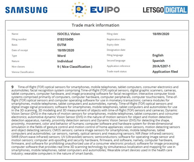 Samsung จดทะเบียน ISOCELL Vizion (เซนเซอร์ 3D ToF) ไม่แน่ว่าอาจใช้กับ Galaxy S21 !?