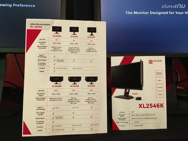 Benq จัดงานแถลงข่าวเปิดตัว "Zowie All-New XL Series" กับสองจออีสปอร์ตรุ่นใหม่ XL2546K และ XL2411K
