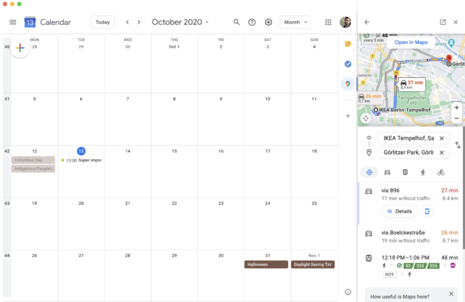 Google เพิ่มฟีเจอร์ใหม่ให้ผู้ใช้สามารถค้นหาเส้นทางจาก Google Maps ผ่าน Calendar ได้แล้ว Google เพิ่มฟีเจอร์ใหม่ให้ผู้ใช้สามารถค้นหาเส้นทางจาก Google Maps ผ่าน Calendar ได้แล้ว