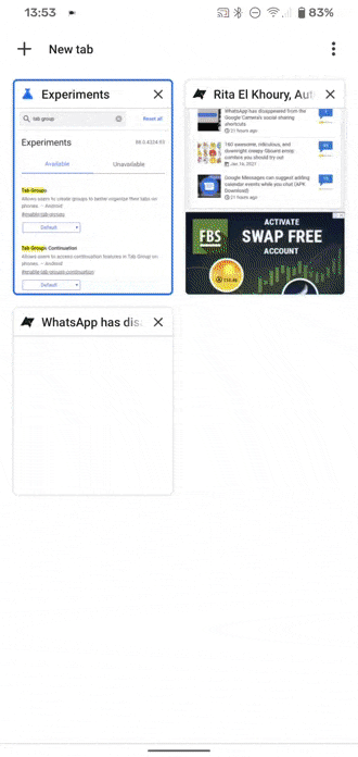 Google เพิ่มอัปเดตฟีเจอร์ Tab Groups ใน Chrome บนระบบ Android Google เพิ่มอัปเดตฟีเจอร์ Tab Groups ใน Chrome บนระบบ Android