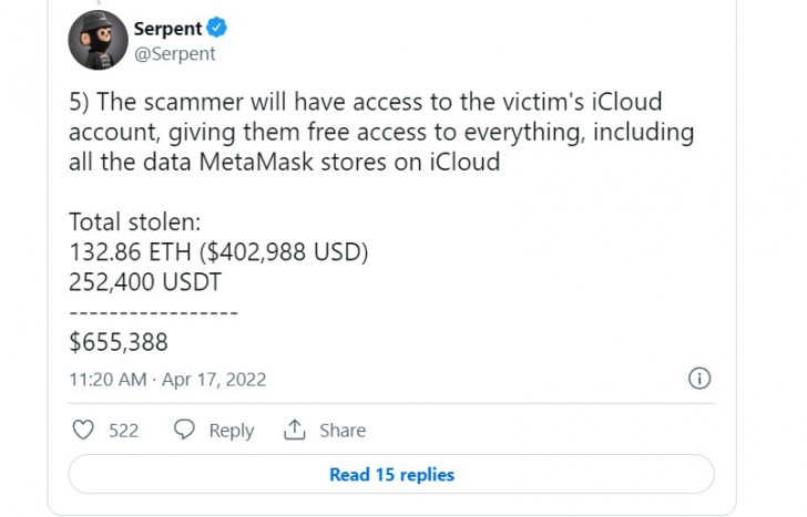 กลลวง "สแกมเมอร์" หลอกรีเซ็ต Apple ID ก่อนล้วงรหัส Metamask ใน iCloud ดูดเงินเกลี้ยง