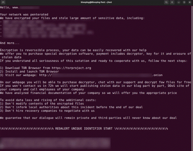 พบ Ransomware ตัวใหม่มุ่งเป้าโจมตีผู้ใช้ Windows, Linux, Vmware ESXi ในนาม 'RedAlert' 