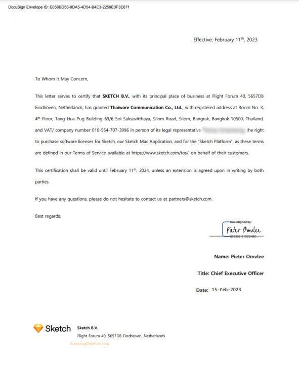 Sketch ผู้นำด้านการออกแบบ UI UX แต่งตั้ง Thaiware เป็นตัวแทนจำหน่ายในประเทศไทย