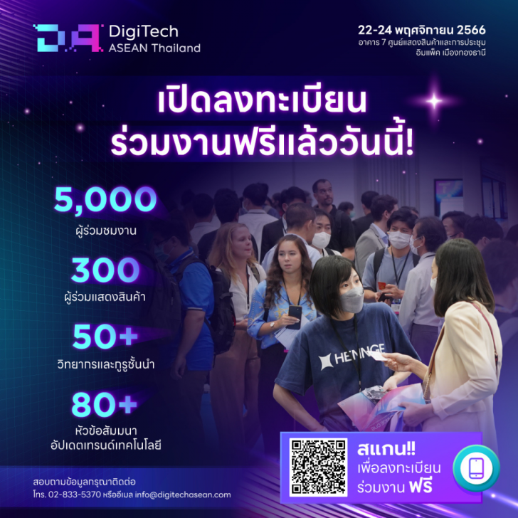 พบกับ Thaiware ใน DigiTech ASEAN Thailand 2023 งานแสดงสินค้าและสัมมนาด้านเทคโนโลยี