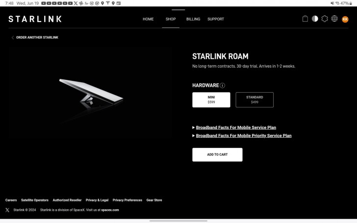 SpaceX เปิดตัว "Starlink Mini" อุปกรณ์รับสัญญาณอินเทอร์เน็ตผ่านดาวเทียมรุ่นใหม่ ขนาดเล็กกว่าเดิม
