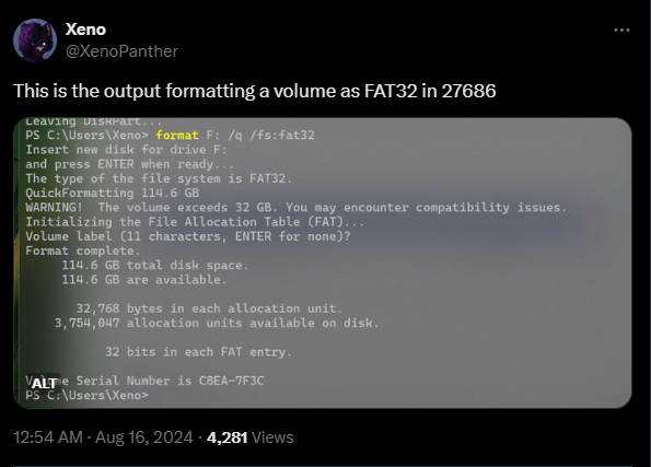 Windows 11 ขยายขีดจำกัด ! ปลดล็อก FAT32 ฟอร์แมตพาร์ทิชันได้สูงสุด 2 TB ! Windows 11 ขยายขีดจำกัด ! ปลดล็อก FAT32 ฟอร์แมตพาร์ทิชันได้สูงสุด 2 TB !