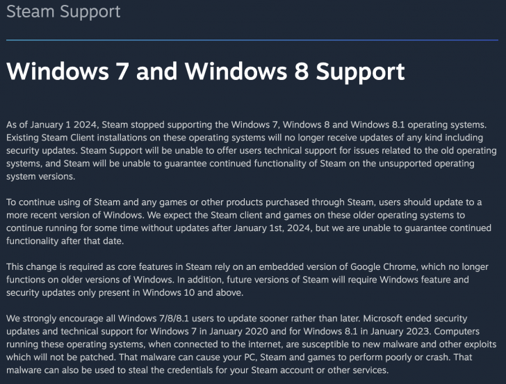 ข่าวร้ายเกมเมอร์ ! Steam เลิกสนับสนุน Windows 7 และ 8 เป็นที่เรียบร้อยแล้ว