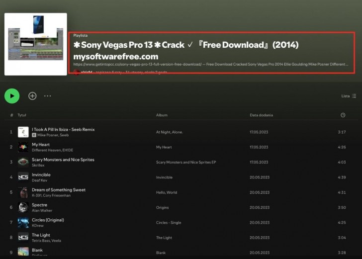 เหนือเมฆ ! แฮกเกอร์ใช้ Spotify Playlist เพื่อโปรโมตซอฟต์แวร์เถื่อน และโปรโกงเกม