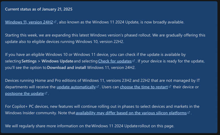 ไมโครซอฟท์เริ่มบีบให้ผู้ใช้งานต้องอัปเกรด Windows 11 ขึ้นเป็น Windows 11 24H2 แล้ว
