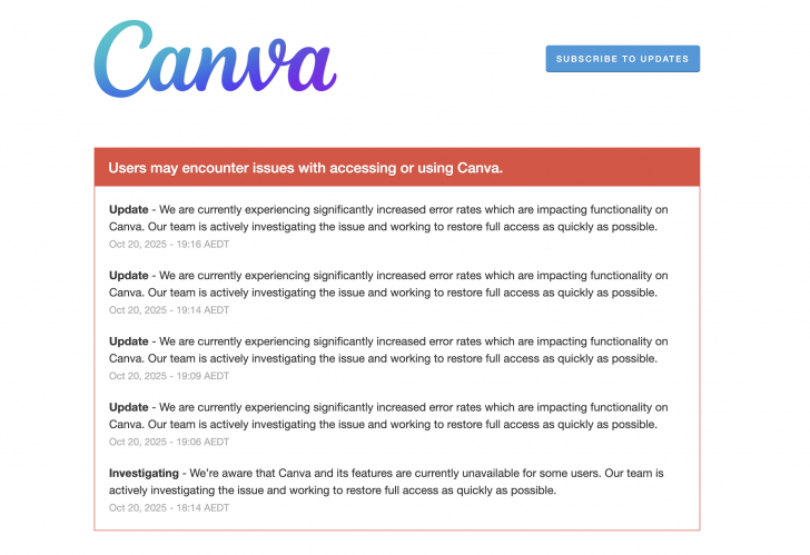 Canva ล่ม ผู้ใช้จำนวนมากไม่สามารถเข้าใช้งานได้