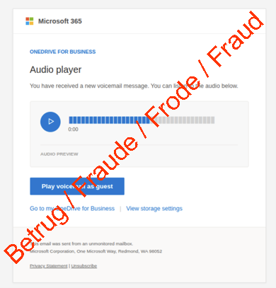 ระวัง ข้อความเสียงปลอมผ่านทางอีเมล หลอกให้เข้าเว็บมิจฉาชีพเพื่อฝังมัลแวร์ลงเครื่อง ระวัง ข้อความเสียงปลอมผ่านทางอีเมล หลอกให้เข้าเว็บมิจฉาชีพเพื่อฝังมัลแวร์ลงเครื่อง