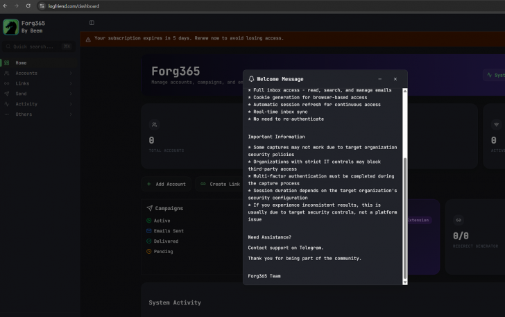 พบเครื่องมือ Phishing "Forg365" สามารถขโมยเซสชันใช้งาน Microsoft 365 ได้อย่างง่ายดาย พบเครื่องมือ Phishing "Forg365" สามารถขโมยเซสชันใช้งาน Microsoft 365 ได้อย่างง่ายดาย