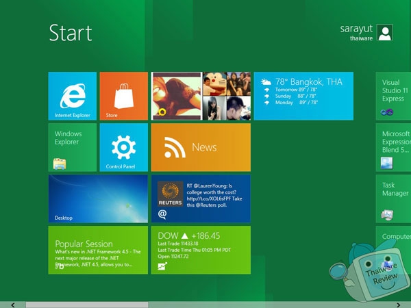 Microsoft Windows 8 Developer Preview (ระบบปฏิบัติการ Windows 8 แบบทดลอง) Microsoft Windows 8 Developer Preview (ระบบปฏิบัติการ Windows 8 แบบทดลอง)