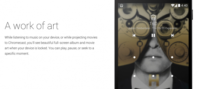 หน้าจอ Lock screen จะแสดงรูปปกอัลบั้มเพลงสวยๆ