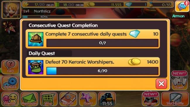 หน้าจอรายละเอียดเควส ภารกิจรายวัน หน้าจอรายละเอียดเควส ภารกิจรายวัน