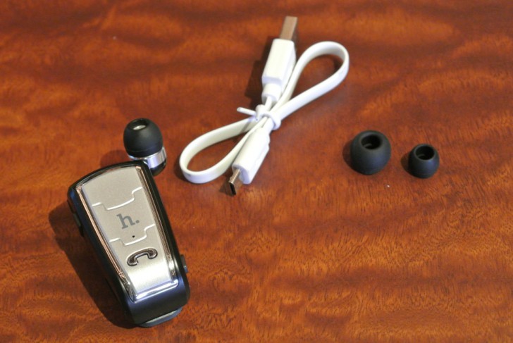 คุยเพลิน ผ่านหูฟัง Bluetooth เก็บสายได้ในตัว Hoco E4 Retractable Clip-On Bluetooth Headset