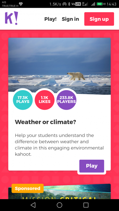 สร้างการมีส่วนร่วม สื่อการเรียนการสอน จัดกิจกรรม เกมส์ชิงรางวัล ผ่านบริการ Kahoot