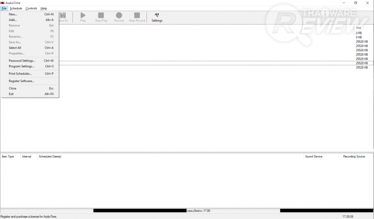 AudioTime โปรแกรมตั้งเวลาบันทึกและเล่นไฟล์เสียงล่วงหน้า 