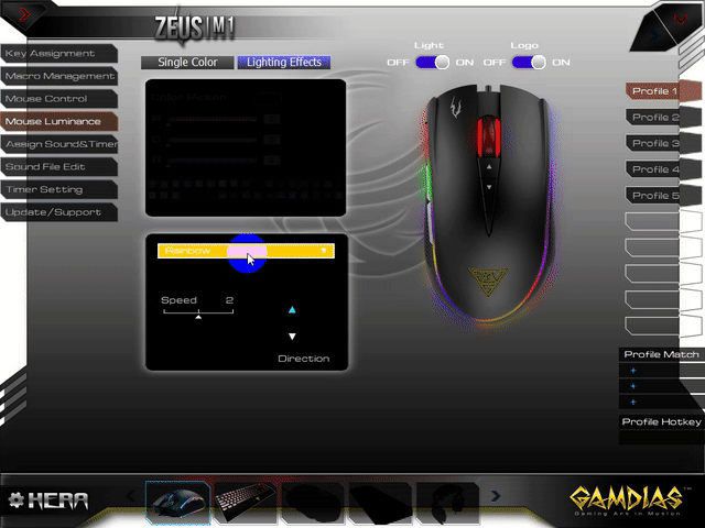GAMDIAS ZEUS M1 RGB เมาส์เทพสายฟ้า แสงสี มาโคร มาครบ