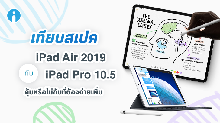 รีวิว เทียบสเปก iPad Air 2019 กับ iPad Pro 10.5 
