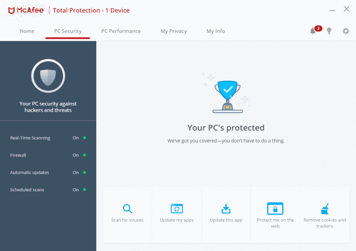 McAfee Total Protection โปรแกรมแอนดี้ไวรัสตัวเก่ง ลูกเล่นเพียบ