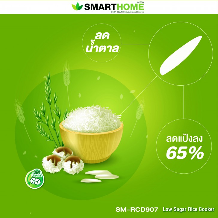 หม้อหุงข้าวลดน้ำตาล SMARTHOME SM-RCD906 พร้อมฟังก์ชันการทำอาหารสำเร็จรูป 16 รูปแบบ