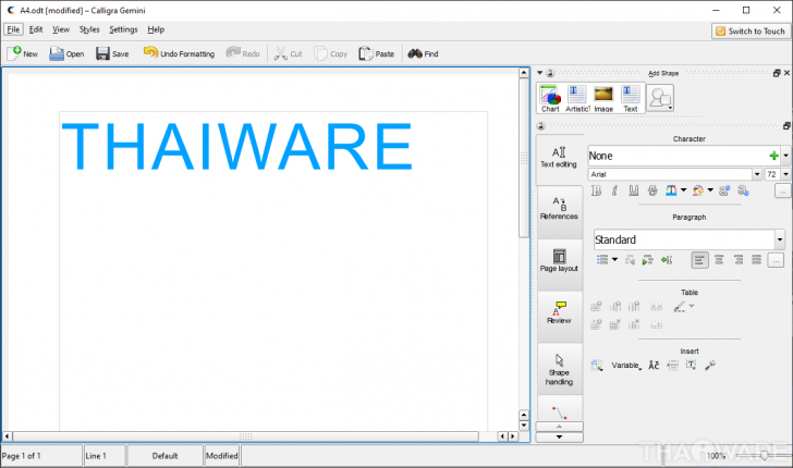 โปรแกรมพิมพ์งาน พิมพ์เอกสาร Calligra