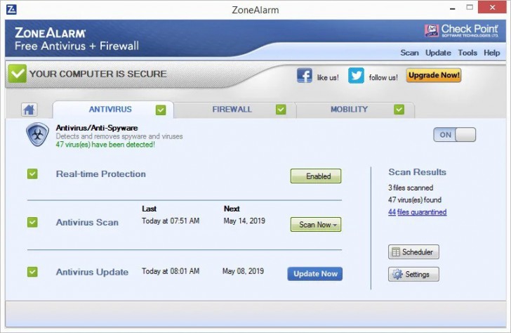 โปรแกรม ZoneAlarm Free Antivirus