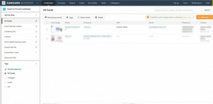 โปรแกรม CamCard Business เก็บข้อมูลนามบัตร เก็บข้อมูลลูกค้า ดูผ่านมือถือ หรือเว็บไซต์ได้