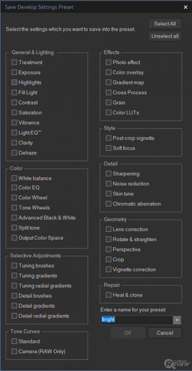เมนู Preset ของ โปรแกรมแต่งรูป ACDSee Photo Studio Ultimate