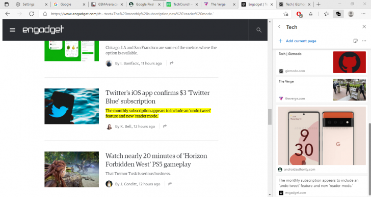 Collections บน Microsoft Edge 