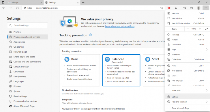 Tracking Prevention บน Microsoft Edge 