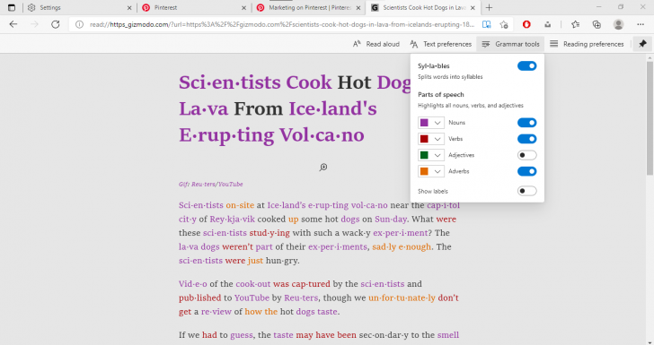 Immersive Reader บน Microsoft Edge 
