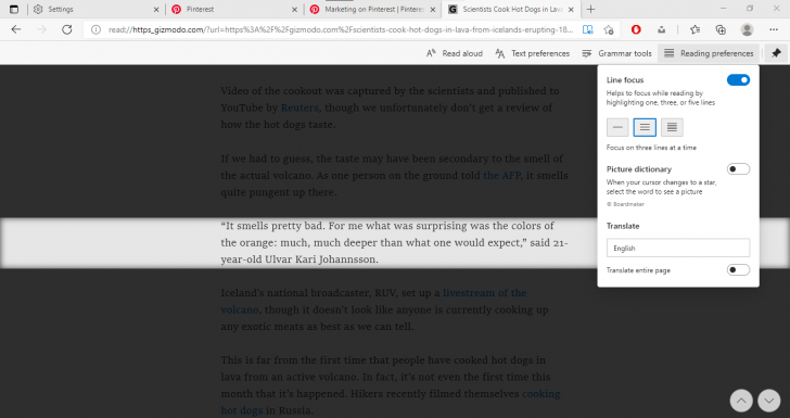 Immersive Reader บน Microsoft Edge 