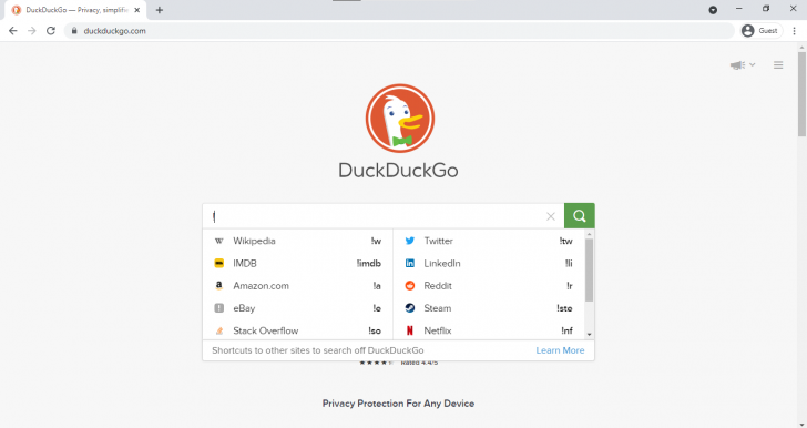 ! Bang Shortcuts ของ DuckDuckGo