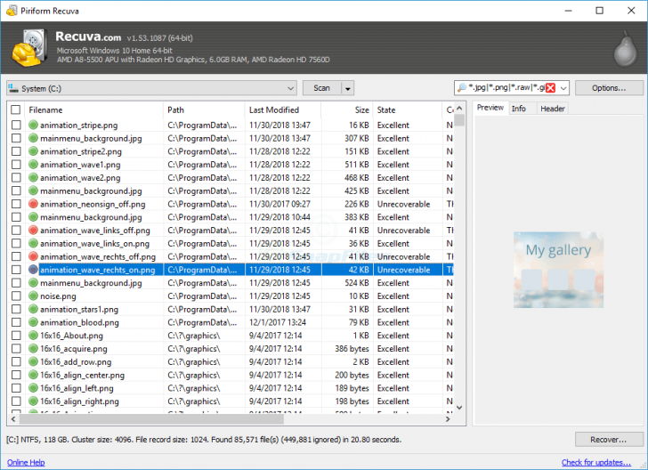 โปรแกรมกู้ข้อมูล Recuva Professional